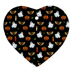 Halloween Pattern Heart Ornament (two Sides) by Valentinaart