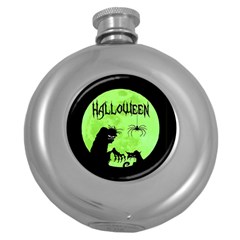 Halloween Round Hip Flask (5 Oz) by Valentinaart