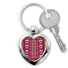 Going Gold Or Metal On Fern Pop Art Key Chains (heart)  by pepitasart