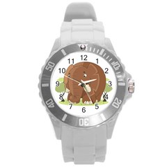 Cute Elephant Round Plastic Sport Watch (l) by Valentinaart