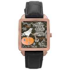 Vintage Halloween Rose Gold Leather Watch  by Valentinaart