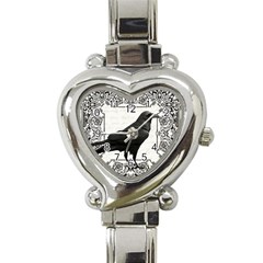 Vintage Halloween Raven Heart Italian Charm Watch by Valentinaart