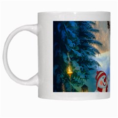 Christmas, Snowman With Santa Claus And Reindeer White Mugs by FantasyWorld7