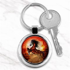 Awesome Creepy Running Horse With Skulls Key Chains (round)  by FantasyWorld7