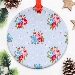 Cute Shabby Chic Floral Pattern Ornament (round) by NouveauDesign