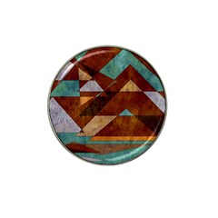 Turquoise And Bronze Triangle Design With Copper Hat Clip Ball Marker (4 Pack) by digitaldivadesigns