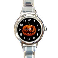 Halloween Pumpkin Round Italian Charm Watch by Valentinaart