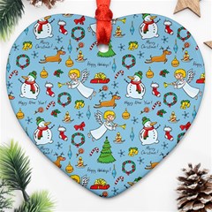 Christmas Pattern Heart Ornament (two Sides) by Valentinaart