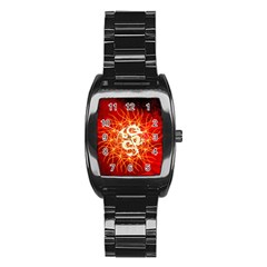 Wonderful Golden Dragon On Red Vintage Background Stainless Steel Barrel Watch by FantasyWorld7