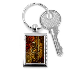 Noble Steampunk Design, Clocks And Gears With Floral Elements Key Chains (rectangle)  by FantasyWorld7