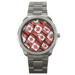 Canadian Flag Motif Pattern Sport Metal Watch by dflcprints