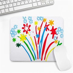 Fireworks Rainbow Flower Large Mousepads