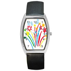 Fireworks Rainbow Flower Barrel Style Metal Watch