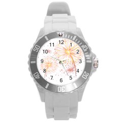 Fireworks Triangle Star Space Line Round Plastic Sport Watch (l)