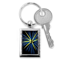 Fireworks Blue Green Black Happy New Year Key Chains (rectangle) 