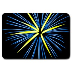 Fireworks Blue Green Black Happy New Year Large Doormat 