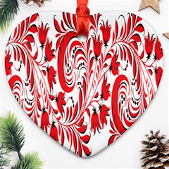 Red Flower Floral Leaf Ornament (heart) by Mariart