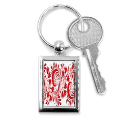 Red Flower Floral Leaf Key Chains (rectangle) 