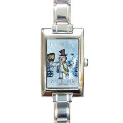 Funny Grimly Snowman In A Winter Landscape Rectangle Italian Charm Watch by FantasyWorld7