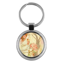 Beautiful Art Nouveau Lady Key Chains (round)  by NouveauDesign