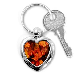 Ablaze With Beautiful Fractal Fall Colors Key Chains (heart)  by jayaprime