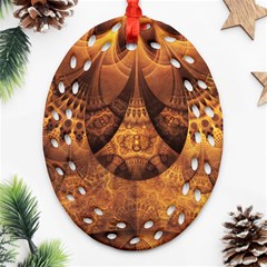 Beautiful Gold And Brown Honeycomb Fractal Beehive Ornament (oval Filigree) by jayaprime