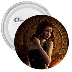 Wonderful Steampunk Women With Clocks And Gears 3  Buttons by FantasyWorld7