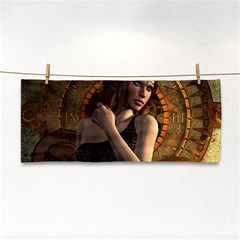 Wonderful Steampunk Women With Clocks And Gears Hand Towel by FantasyWorld7