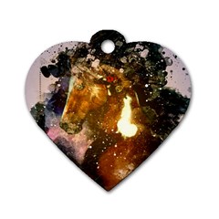 Wonderful Horse In Watercolors Dog Tag Heart (two Sides) by FantasyWorld7