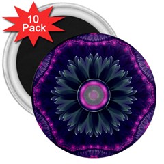 Beautiful Hot Pink And Gray Fractal Anemone Kisses 3  Magnets (10 Pack)  by jayaprime