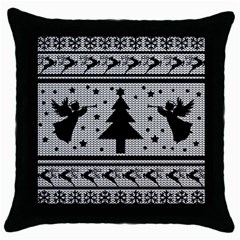 Ugly Christmas Sweater Throw Pillow Case (black) by Valentinaart