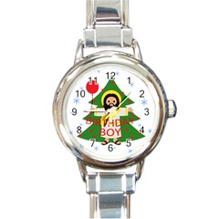 Jesus - Christmas Round Italian Charm Watch by Valentinaart