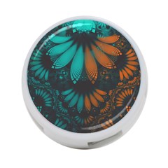 Beautiful Teal And Orange Paisley Fractal Feathers 4-port Usb Hub (two Sides)  by jayaprime