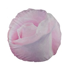 Rose Pink Flower, Floral Aquarel - Watercolor Painting Art Standard 15  Premium Flano Round Cushions by picsaspassion