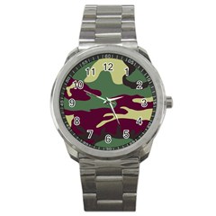 Camuflage Flag Green Purple Grey Sport Metal Watch by Mariart