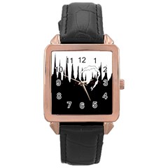 City History Speedrunning Rose Gold Leather Watch 