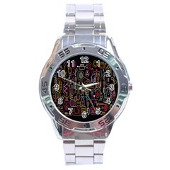 Features Illustration Stainless Steel Analogue Watch