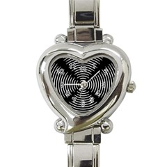 Gold Wave Seamless Pattern Black Hole Heart Italian Charm Watch by Mariart