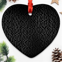 Gray Plaid Black Heart Ornament (two Sides)