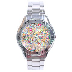 Circle Rainbow Polka Dots Stainless Steel Analogue Watch