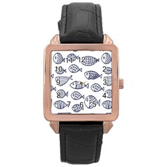 Love Fish Seaworld Swim Blue Sea Water Cartoons Rose Gold Leather Watch 