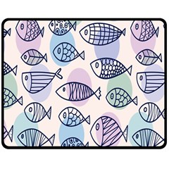 Love Fish Seaworld Swim Blue White Sea Water Cartoons Rainbow Polka Dots Fleece Blanket (medium)  by Mariart