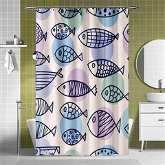 Love Fish Seaworld Swim Blue White Sea Water Cartoons Rainbow Polka Dots Shower Curtain 48  X 72  (small) 