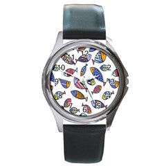 Love Fish Seaworld Swim Rainbow Cartoons Round Metal Watch