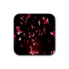 Lying Red Triangle Particles Dark Motion Rubber Coaster (square) 