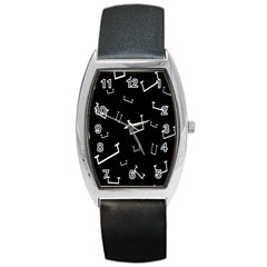 Pit White Black Sign Pattern Barrel Style Metal Watch