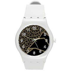 Polka Spot Grey Black Round Plastic Sport Watch (m)