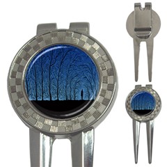 Forest Tree Night Blue Black Man 3-in-1 Golf Divots by Mariart