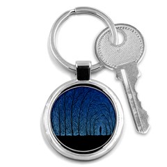 Forest Tree Night Blue Black Man Key Chains (round)  by Mariart