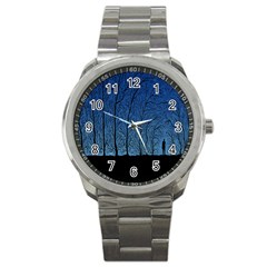 Forest Tree Night Blue Black Man Sport Metal Watch